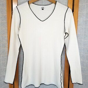 JUDE Thermal Shirt Size XS Cream Back Trim Long Sleeves Stretch Waffle Texture